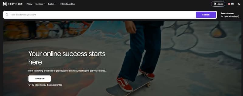 Hostinger web hosting dashboard for freelancers